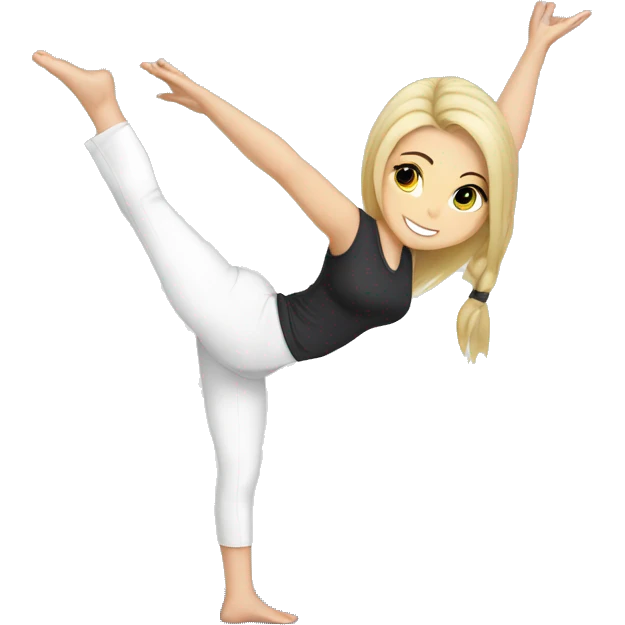 Blond white girl doing yoga handstand in alo uniform emoji