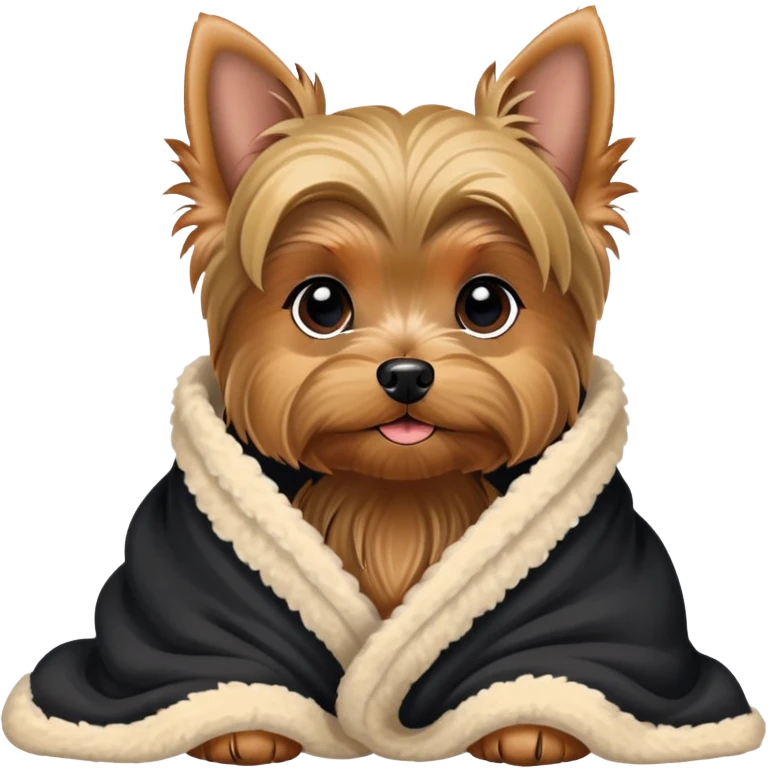 Cozy yorkie in a blanket emoji