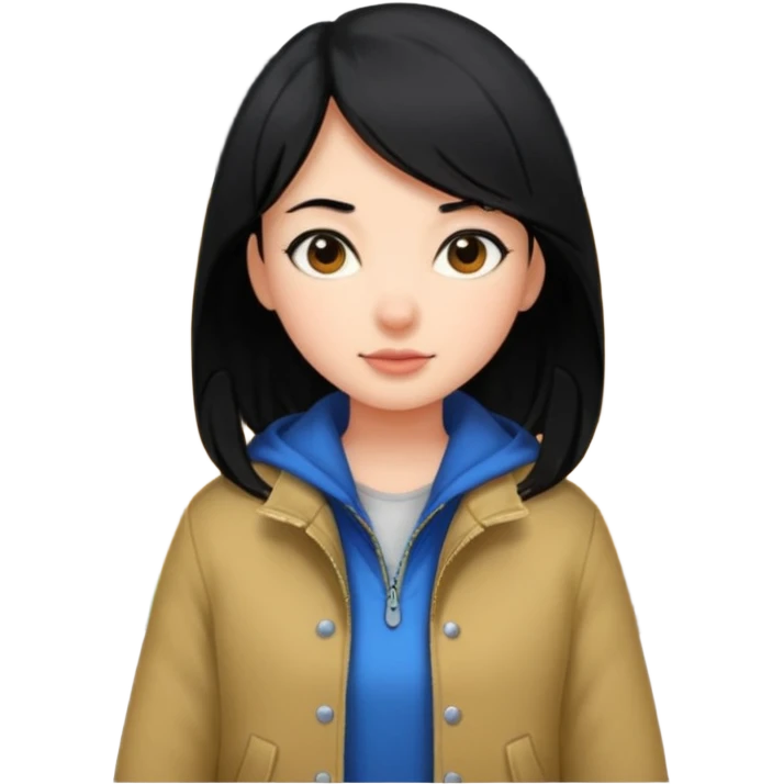 girl with black hair leaving home emoji