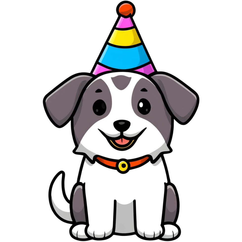 dog wearing a birthday hat emoji
