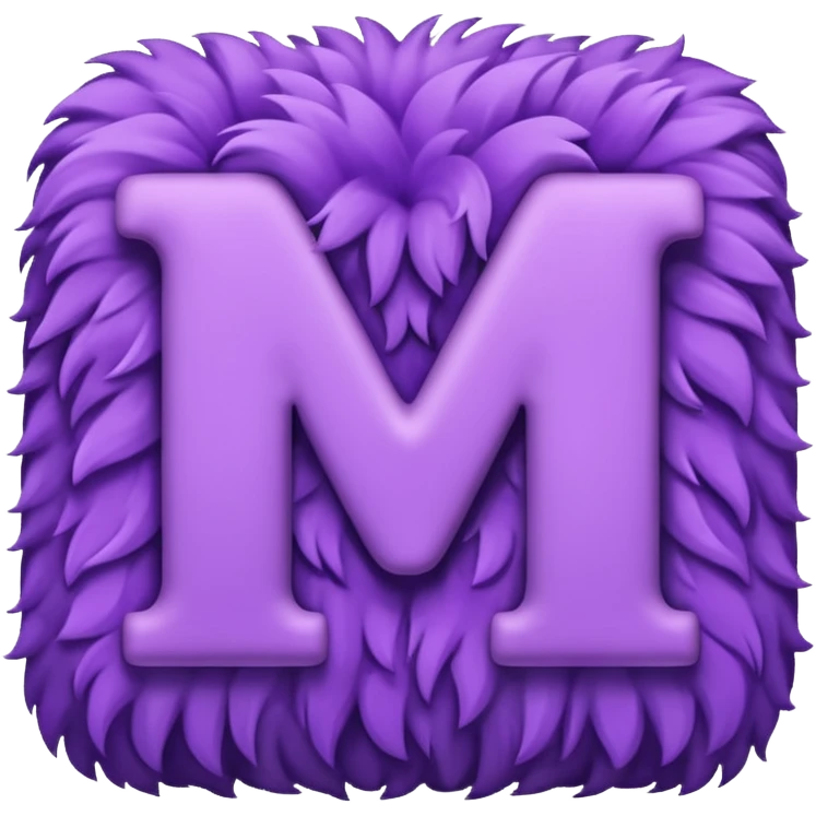 The fluffy letter M is purple in color emoji