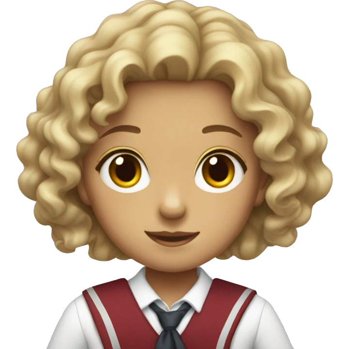 Wavy hair girl with school uniform  emoji