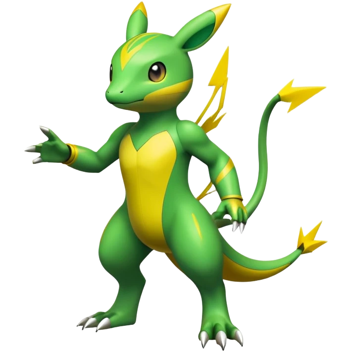 Electrike with green and yellow body and markings, electric type Pokémon (full body) emoji