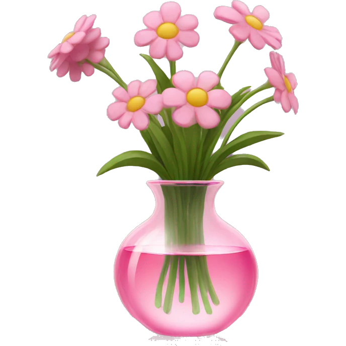 Flowers in a clear pink glass vase emoji