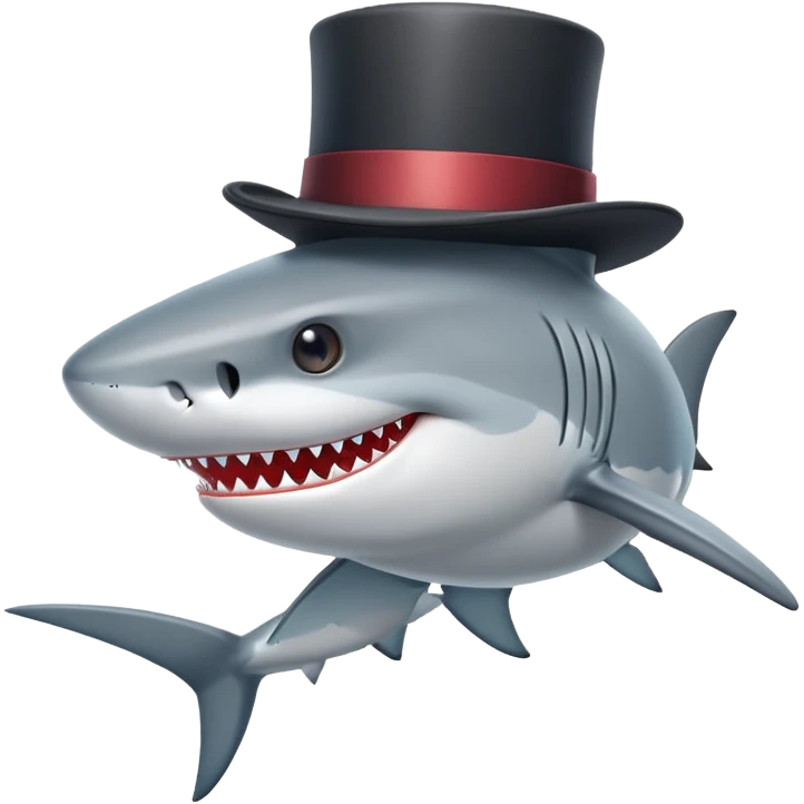 Shark with a top hat emoji