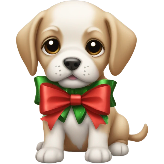 Puppy with Christmas bow emoji