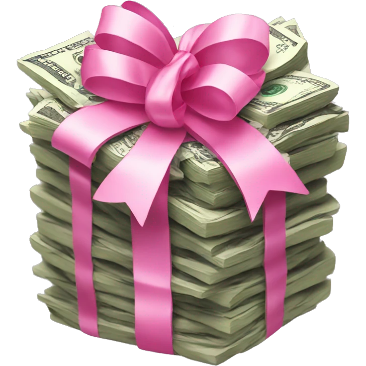 Stack of money with pink bow  emoji
