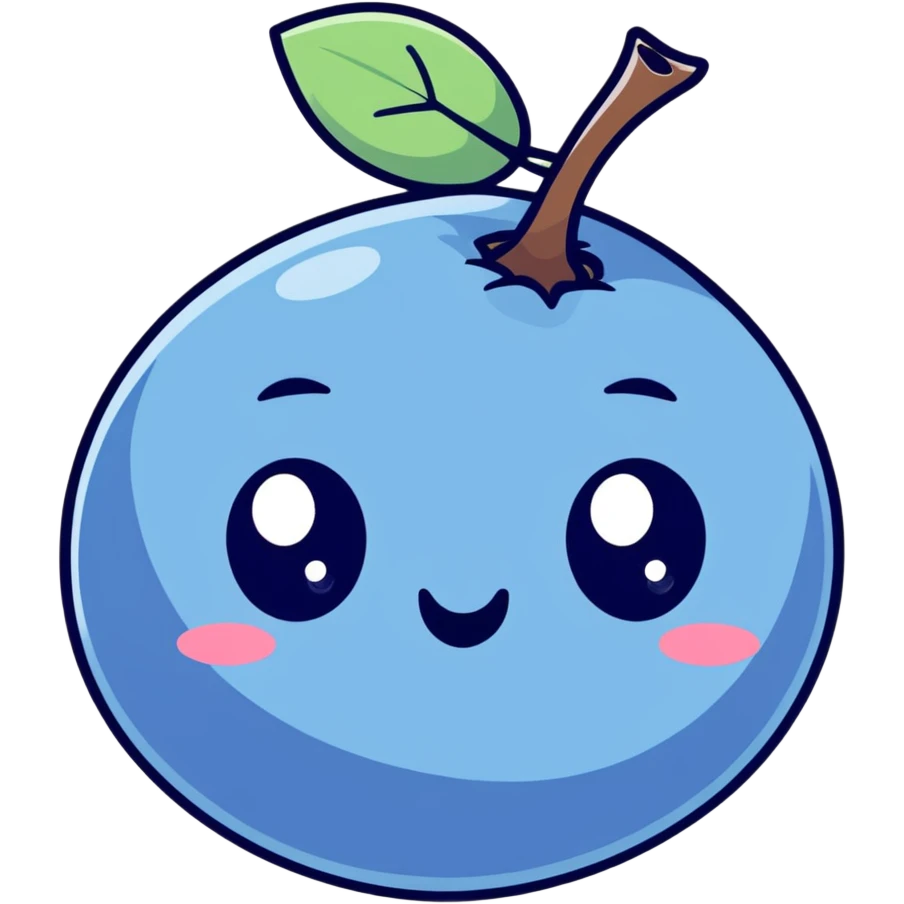 Realistic blueberry with a face sad and hungry with large watery eyes emoji