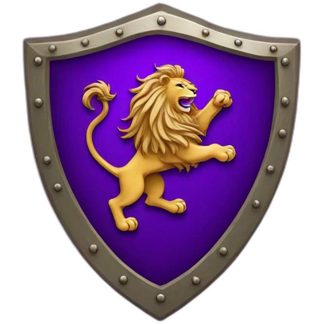 Lion rampant shield with purple background emoji