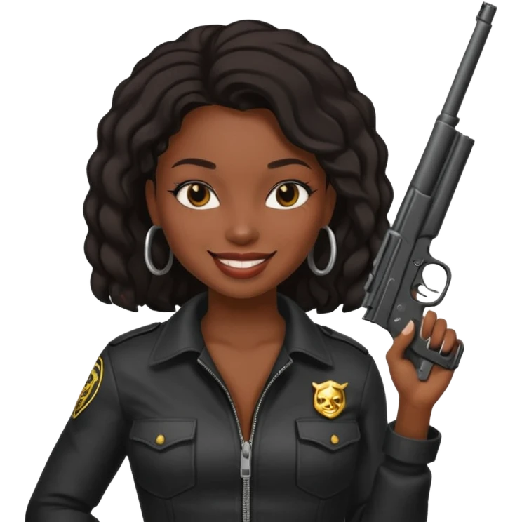 A sexy black female gang member with a gun emoji