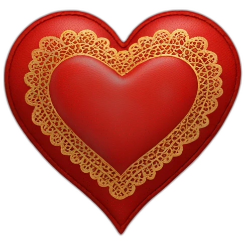 Red leather heart with gold lace border emoji