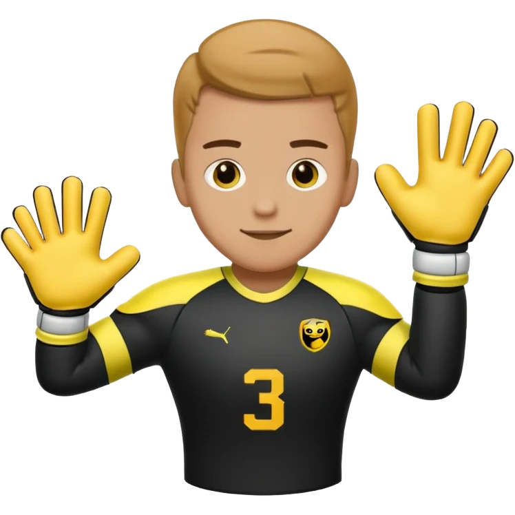 Football goalkeeper gloves with man goalkeeper and small emoji emoji