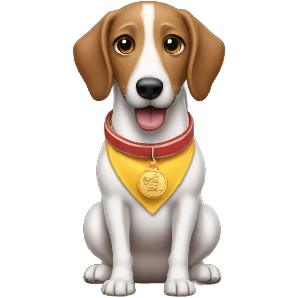 perro salchicha con medalla que ponga chupchup emoji