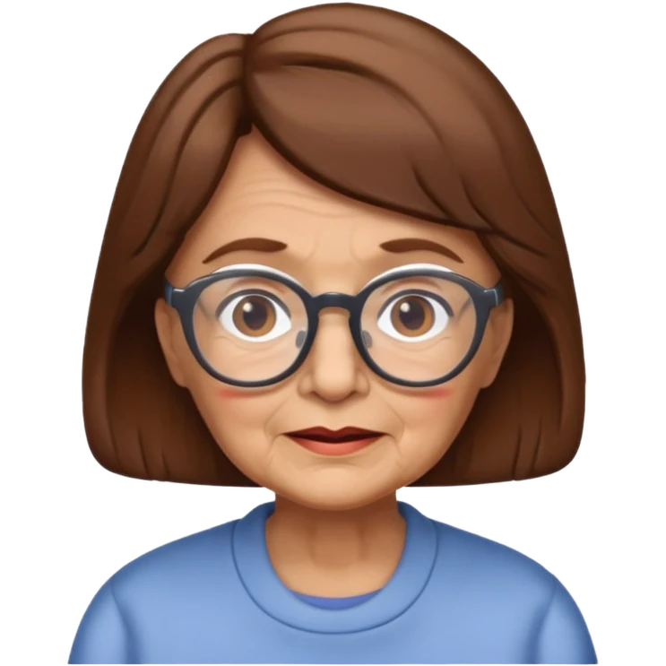 grandma, brown hair,glasses emoji