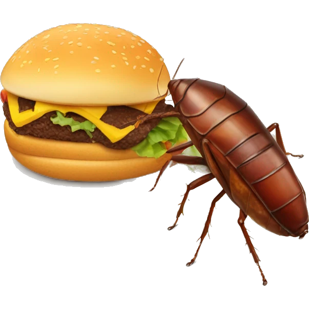 Cockroach eating a hamburger emoji