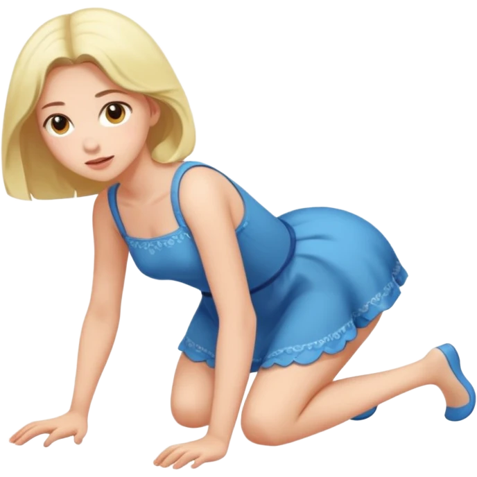 a young woman on all fours, crawling like a bitch. emoji