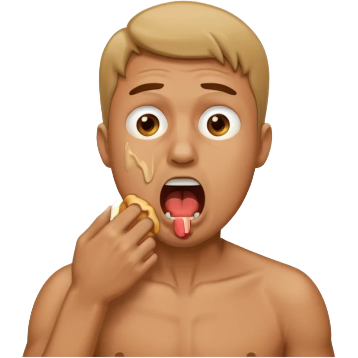 man in distress with mouth open chocking himself emoji