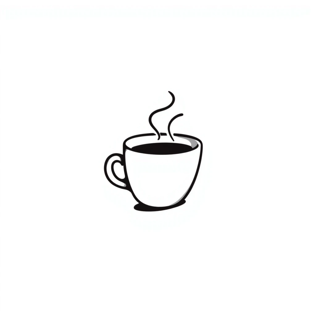 coffee cup with steam, hand drawn doodle style emoji