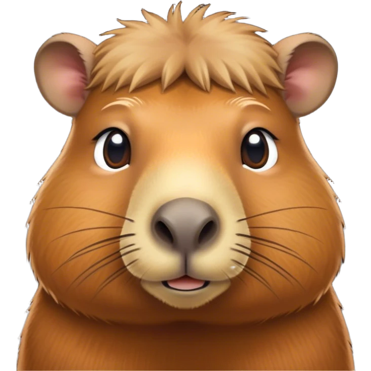 Cinematic Noble Capybara Portrait Emoji, Poised and serene, with a robust, rounded build and a distinctly capybara head featuring a broad, slightly flattened face, short snout and small, rounded ears, covered in soft, earthy fur and gentle, wise eyes, Simplified yet sharp and sophisticated features, highly detailed, glowing with a warm, natural glow, high shine, intelligent and calm, stylized with an air of understated authority, focused and attentive, soft glowing outline, capturing the essence of a watchful and confident capybara guardian that feels as though it could step out of the screen with effortless authority! emoji