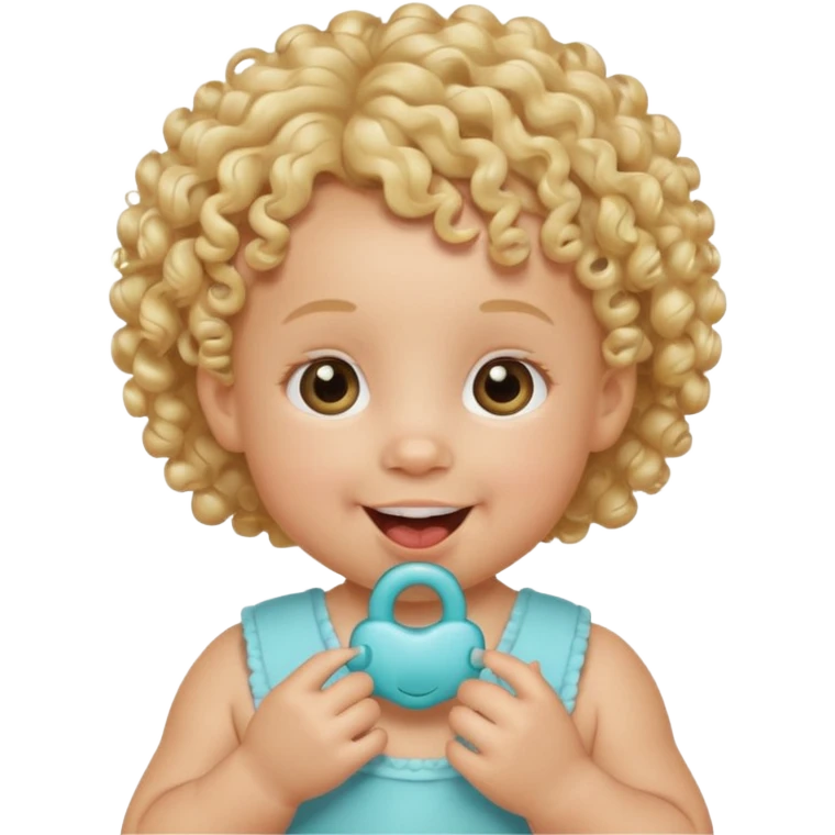 Blonde curly-haired baby, pacifier in mouth emoji