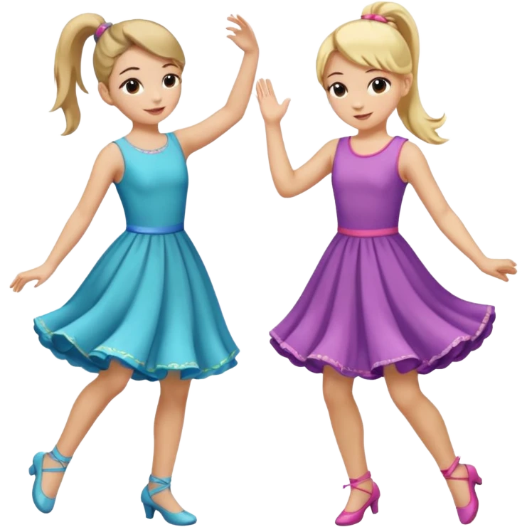 two girls dancing one is blond and one is brunette emoji