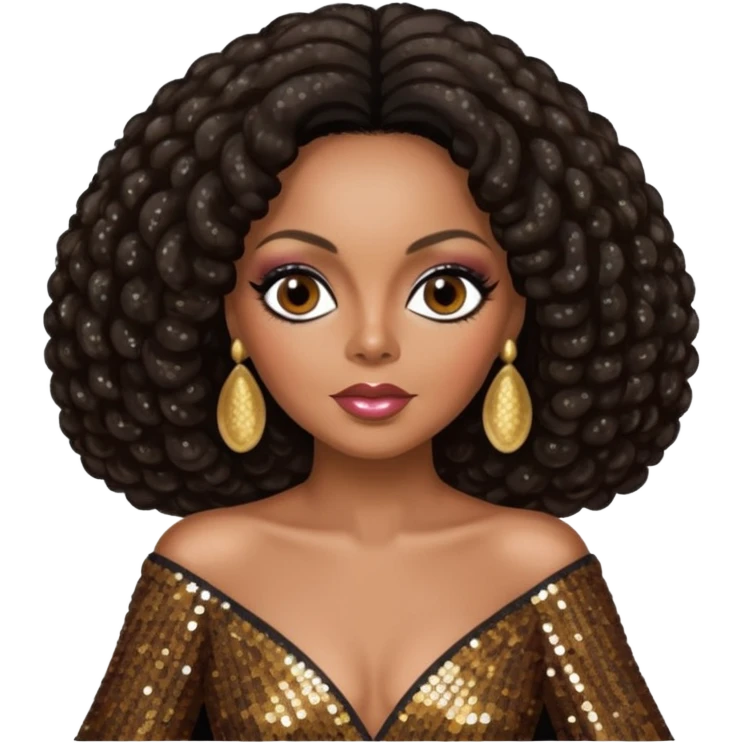 Diana Ross with dark brown hair emoji