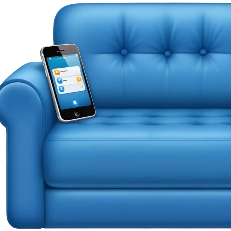 an iPhone on a blue couch emoji