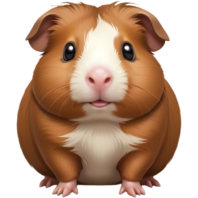 Cinematic Cute Brown Guinea Pig Portrait Emoji, Head tilted playfully and inquisitively, showcasing a velvety brown coat with a natural sheen, round, sparkling dark eyes filled with curiosity, Simplified yet irresistibly adorable features, highly detailed, glowing with a warm, friendly glow, high shine, affectionate and lively, stylized with a touch of whimsy, bright and endearing, soft glowing outline, capturing the essence of a mischievous yet loving guinea pig, so playful it feels like it could nuzzle out of the screen into your arms! emoji
