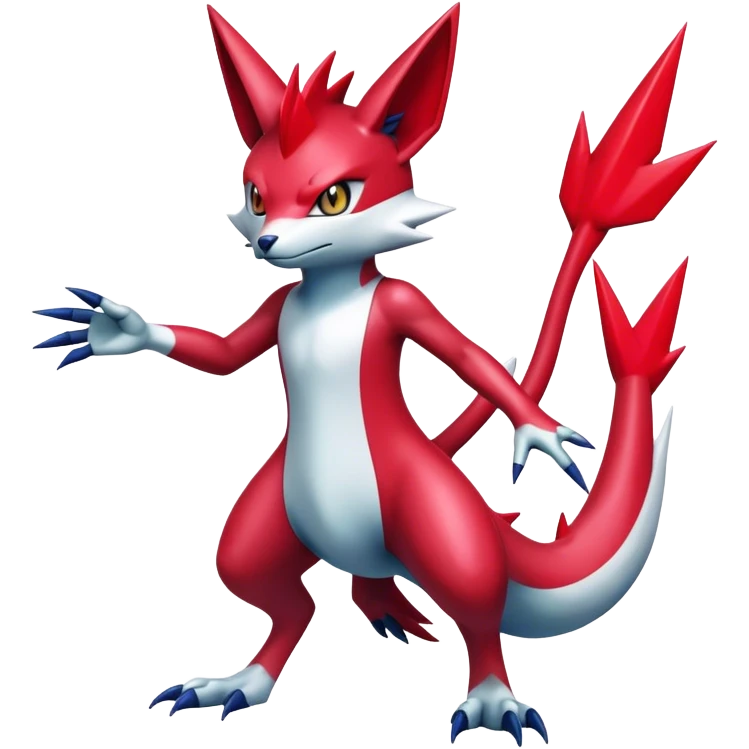 Cool Edgy Shiny Futuristic Ethereal Legendary Digimon-Sneasel-Zangoose-hybrid full body emoji