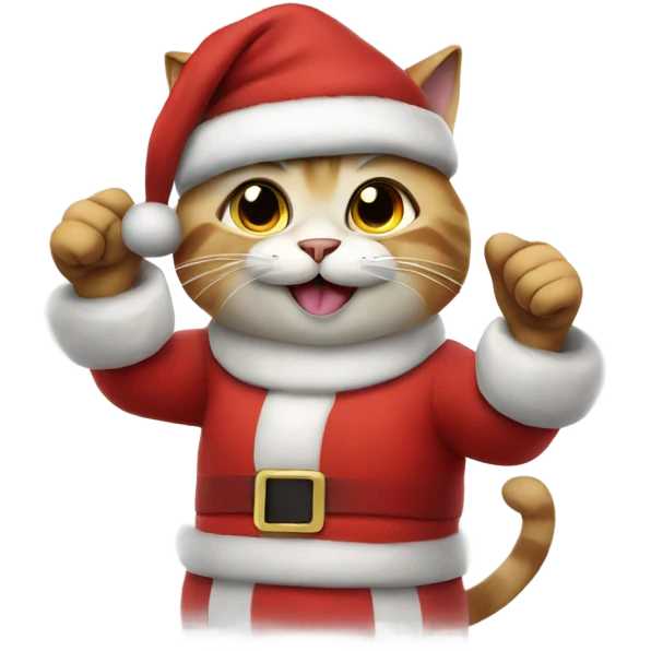 Cat dressed as santa giving thumbs up emoji