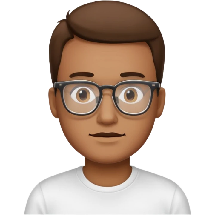 a man, wearing white t-shirt and square glasses emoji