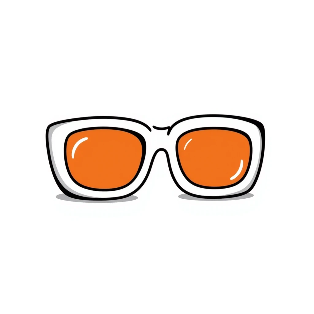 Groovy 70s oversized sunglasses with bright orange tint and thick white frames emoji