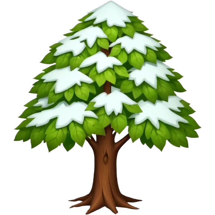 A tree with a little snow on top, symbolizing the end of winter and the beginning of summer. emoji