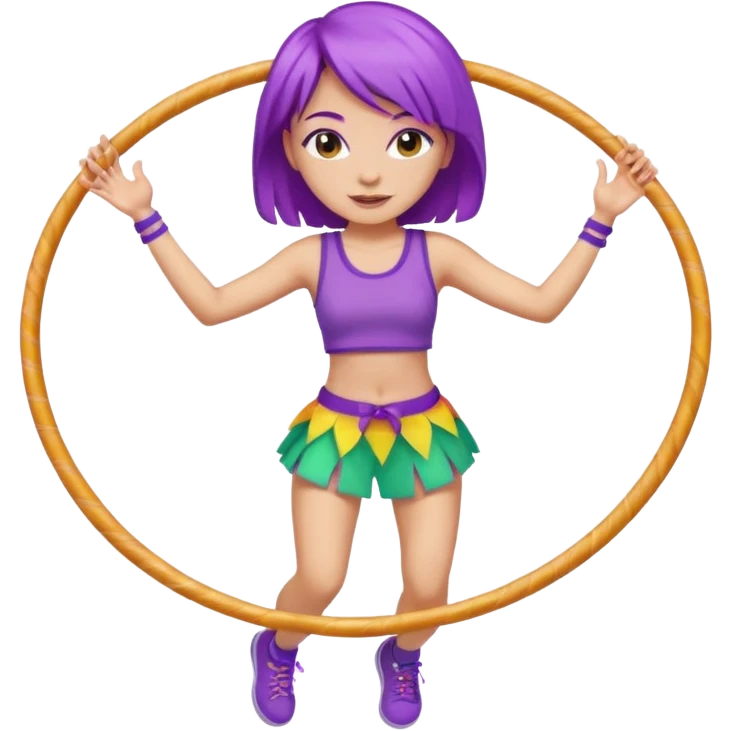 purple haired light skinned woman hula hooping emoji