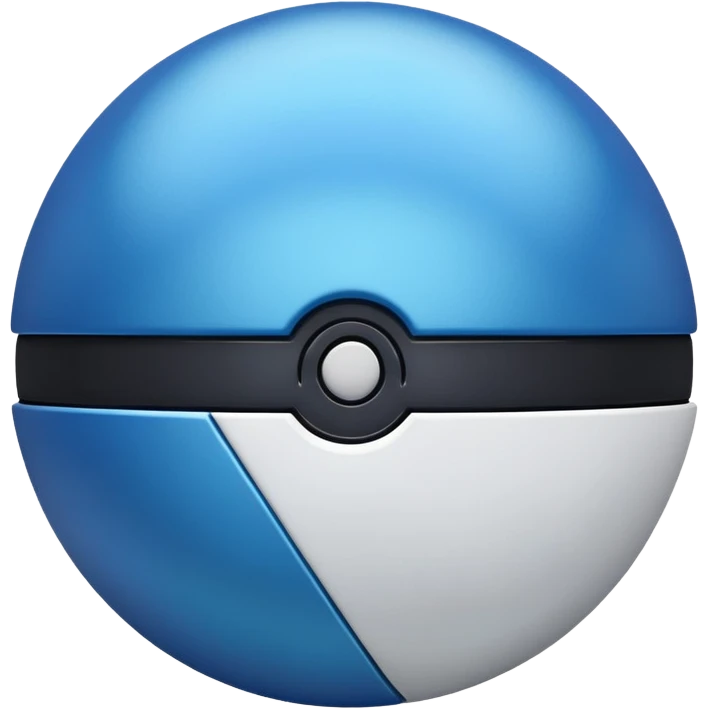 blue pokeball emoji, top half is a more saturated blue, bottom half is white, black stripe, with a metallic sheen emoji
