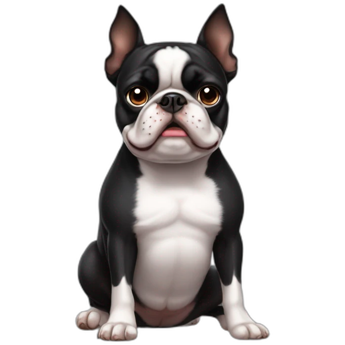 Extremely fat och grumpy Boston Terrier emoji