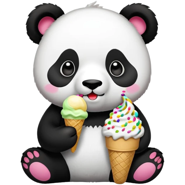 Panda eating ice cream emoji