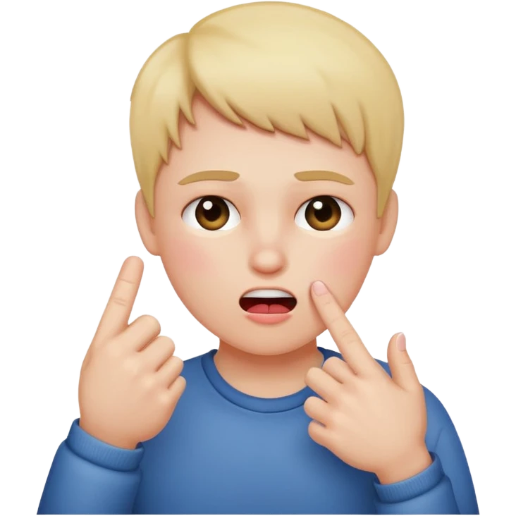 blushing holding up middle finger in one hand and choking self with other emoji
