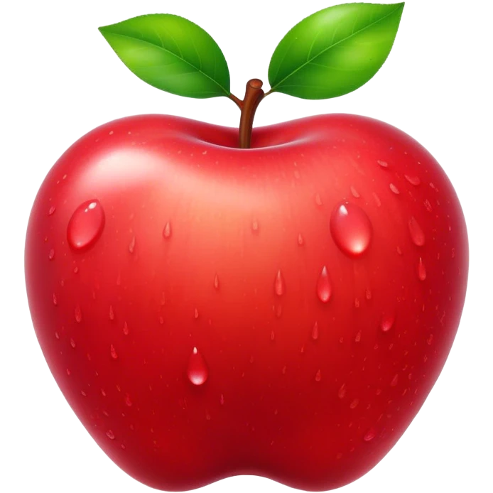 Cinematic Realistic Apple Emoji, Fresh and vibrant, with a crisp, red skin glistening with droplets of water. The smooth, shiny surface catches the light, while the green stem adds a natural touch. Soft glowing outline, capturing the essence of health, sweetness, and freshness in a crisp apple! emoji