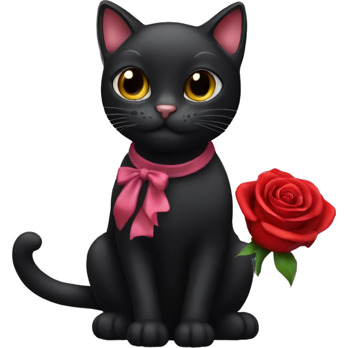 Black cat with a rose emoji  emoji