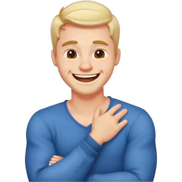 arms crossed holding neck laughing guy emoji