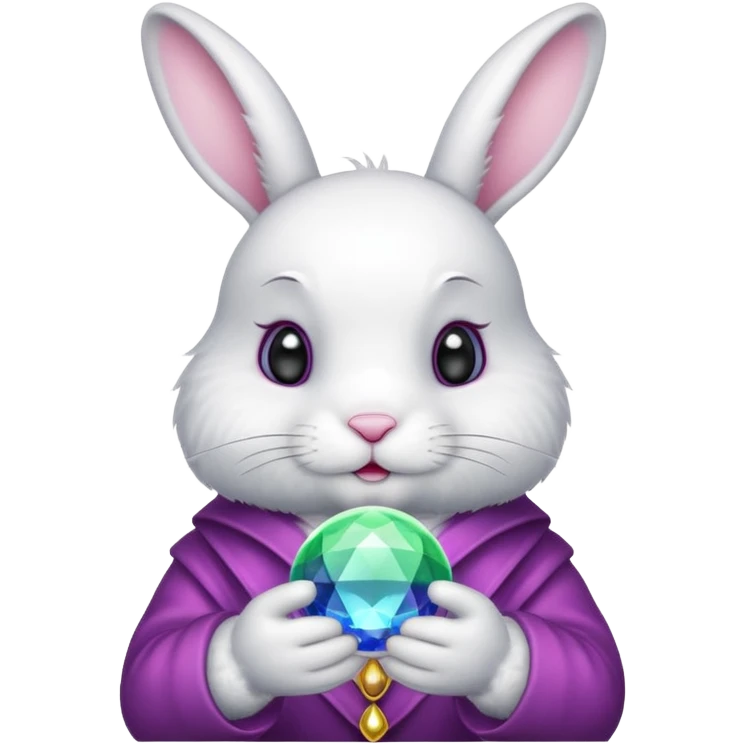 White bunny with colour crystal ball emoji