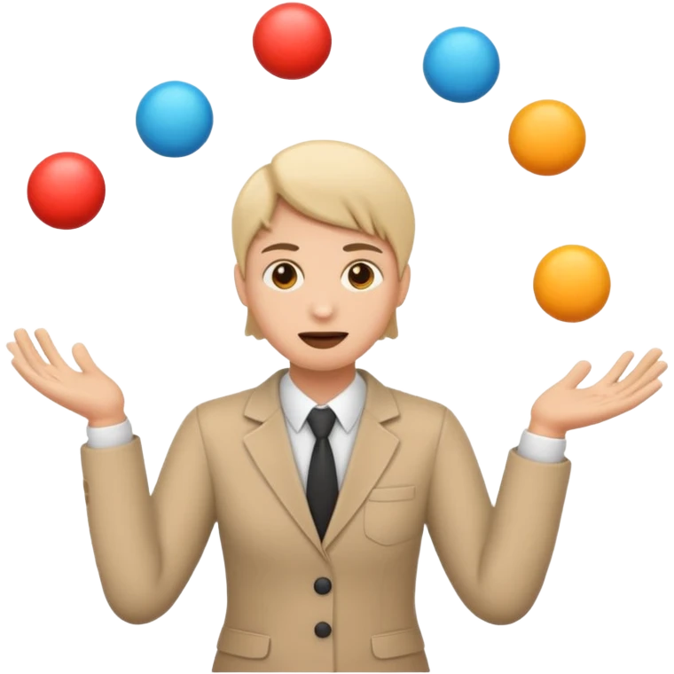 an emoji that depicts a product manager juggling work with panic, can you make it more gender neutral  emoji