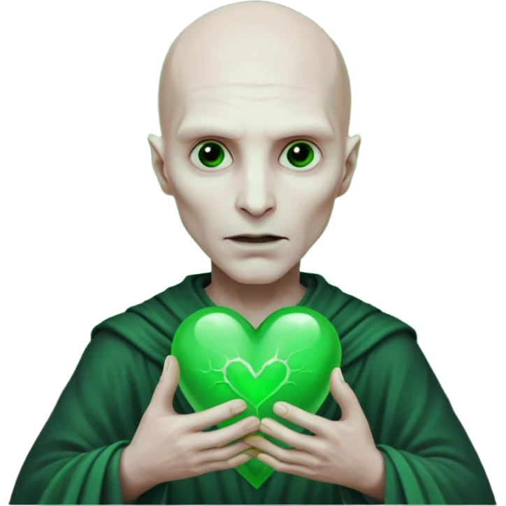Voldemort with green heart in his hands emoji