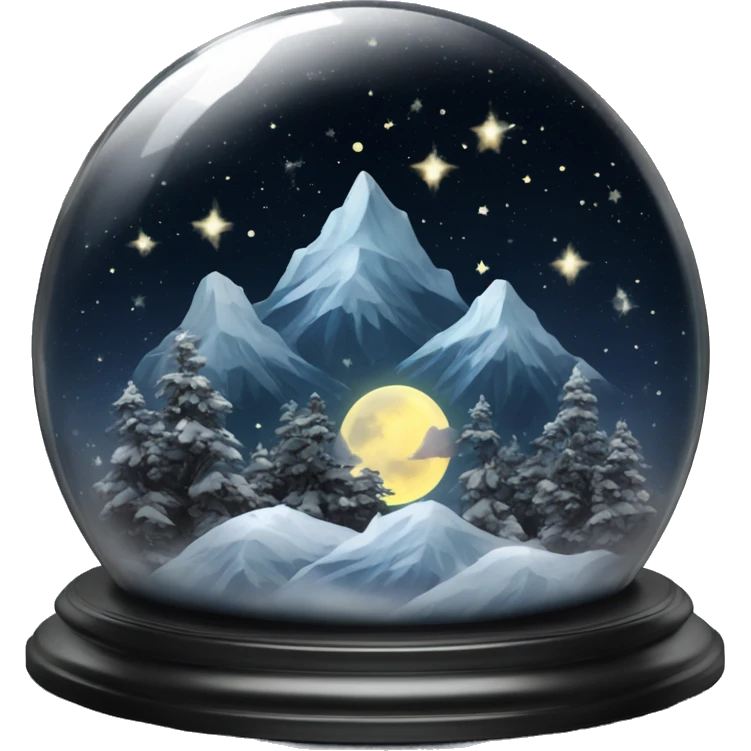 vintage black rococo night sky mountains snow globe emoji