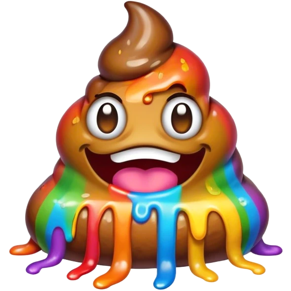 melted rainbow poop emoji monster emoji
