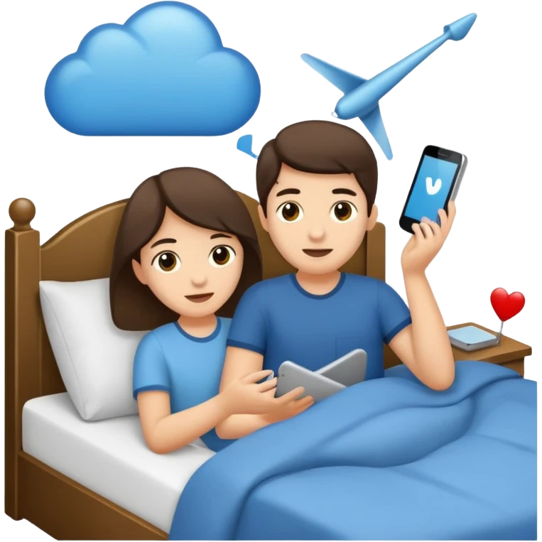 Erzeuge ein Junge Brünette schläft im Bett.Ihr Telefon klingelt emoji