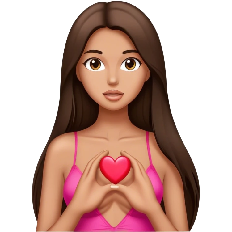 Skinny plump victoria’s secret model with long brunette straight hair sending heart emoji