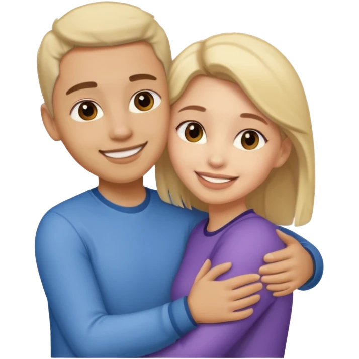 Girl and her partner hugging emoji