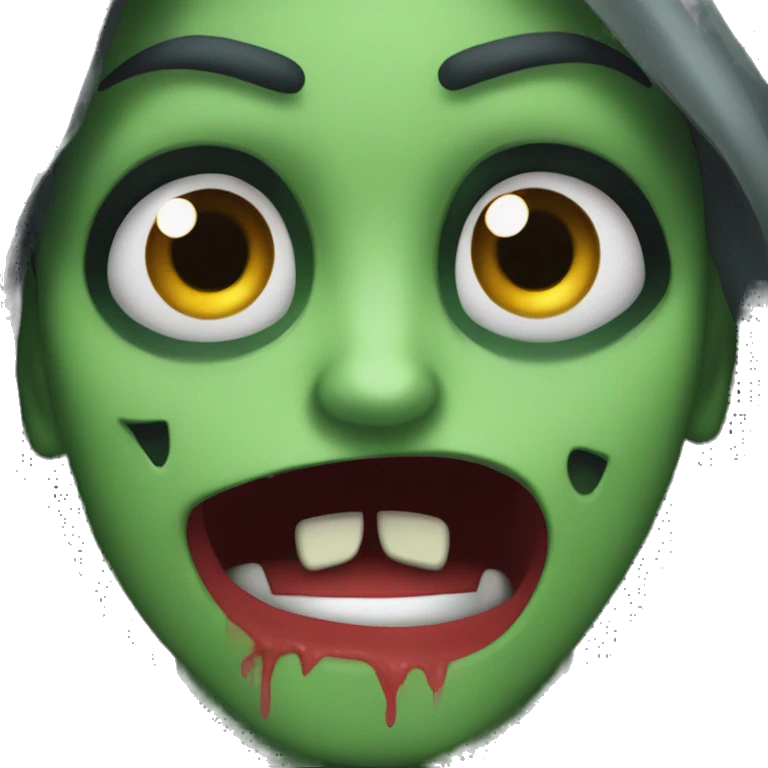 Uggly horror face green skin Big red eyes dark hair and lot of scar emoji